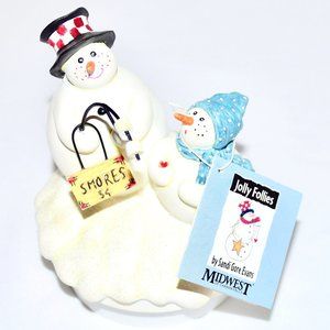 NEW Jolly Follies by Sandy Gore Evans Snowmen Smores Couple Candle Christmas Top